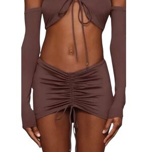 SKIMS COCOA RUCHED MINI SWIM SKIRT NWT SIZE 3X